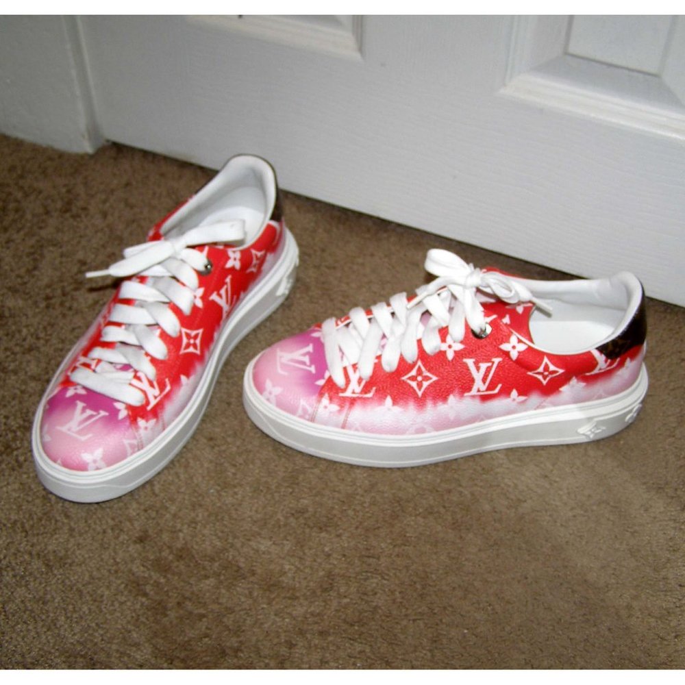 🔥 size 8.5/39 Authentic Louis Vuitton Time Out sneaker Red and Pink - Picture 10 of 16